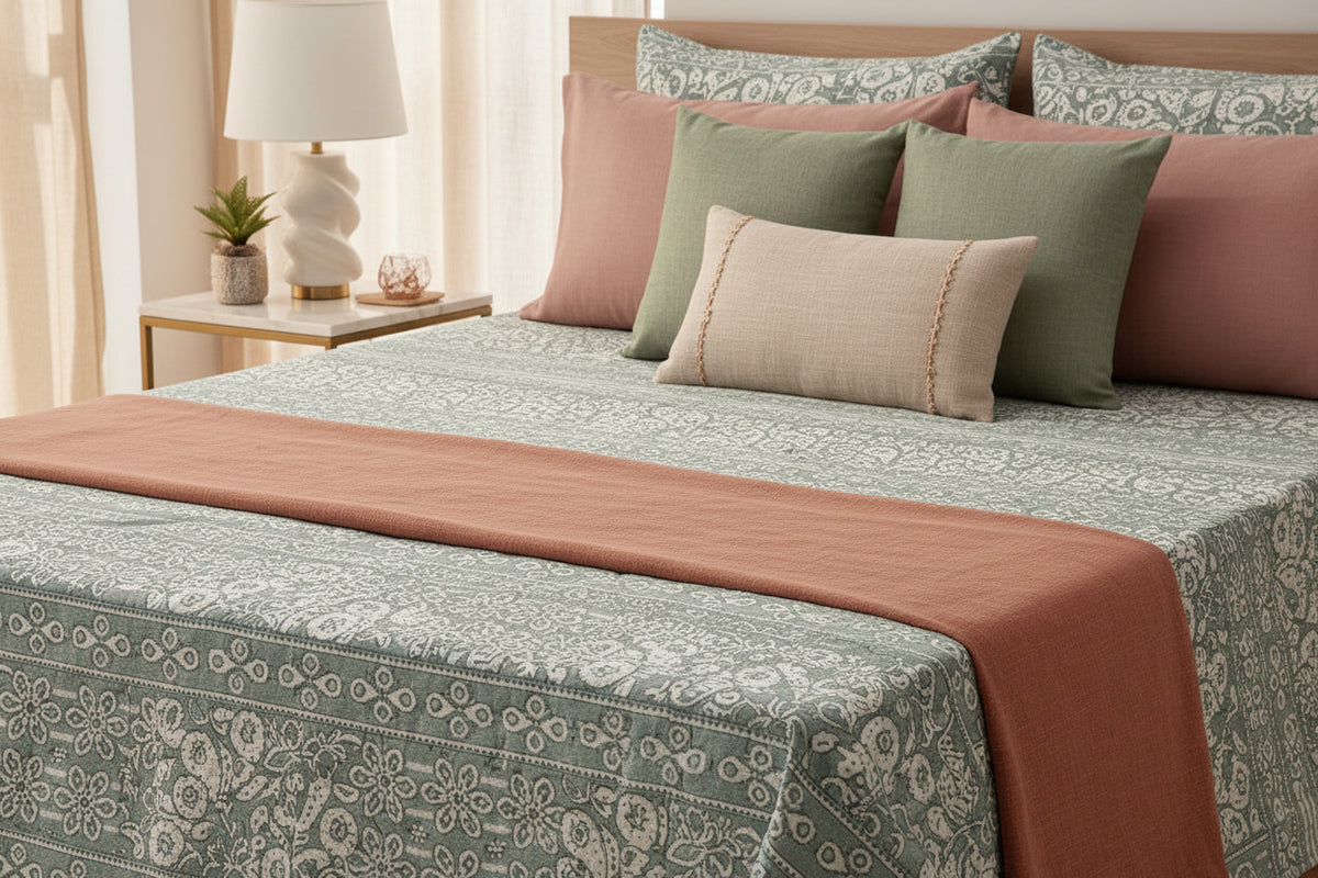 Soft Sage Kantha Prints