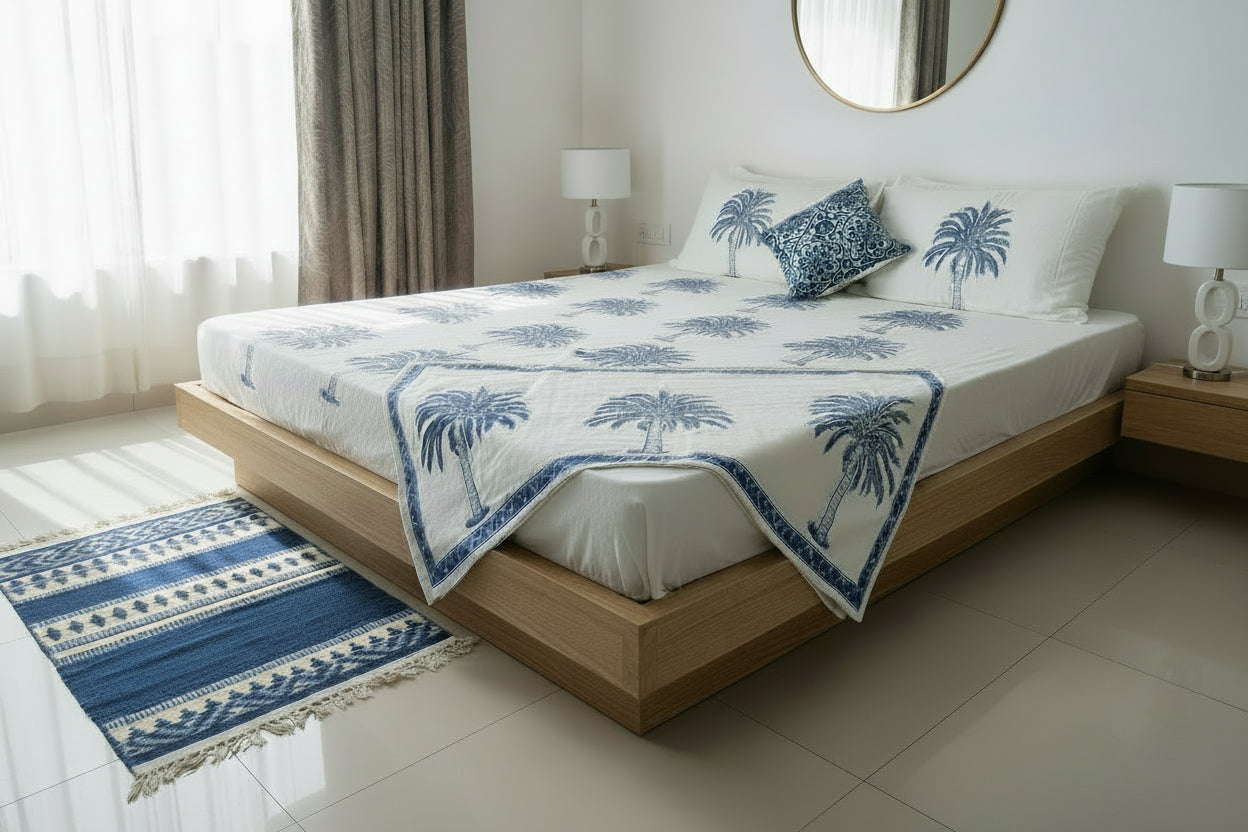 Khadi Indigo Bedsheet