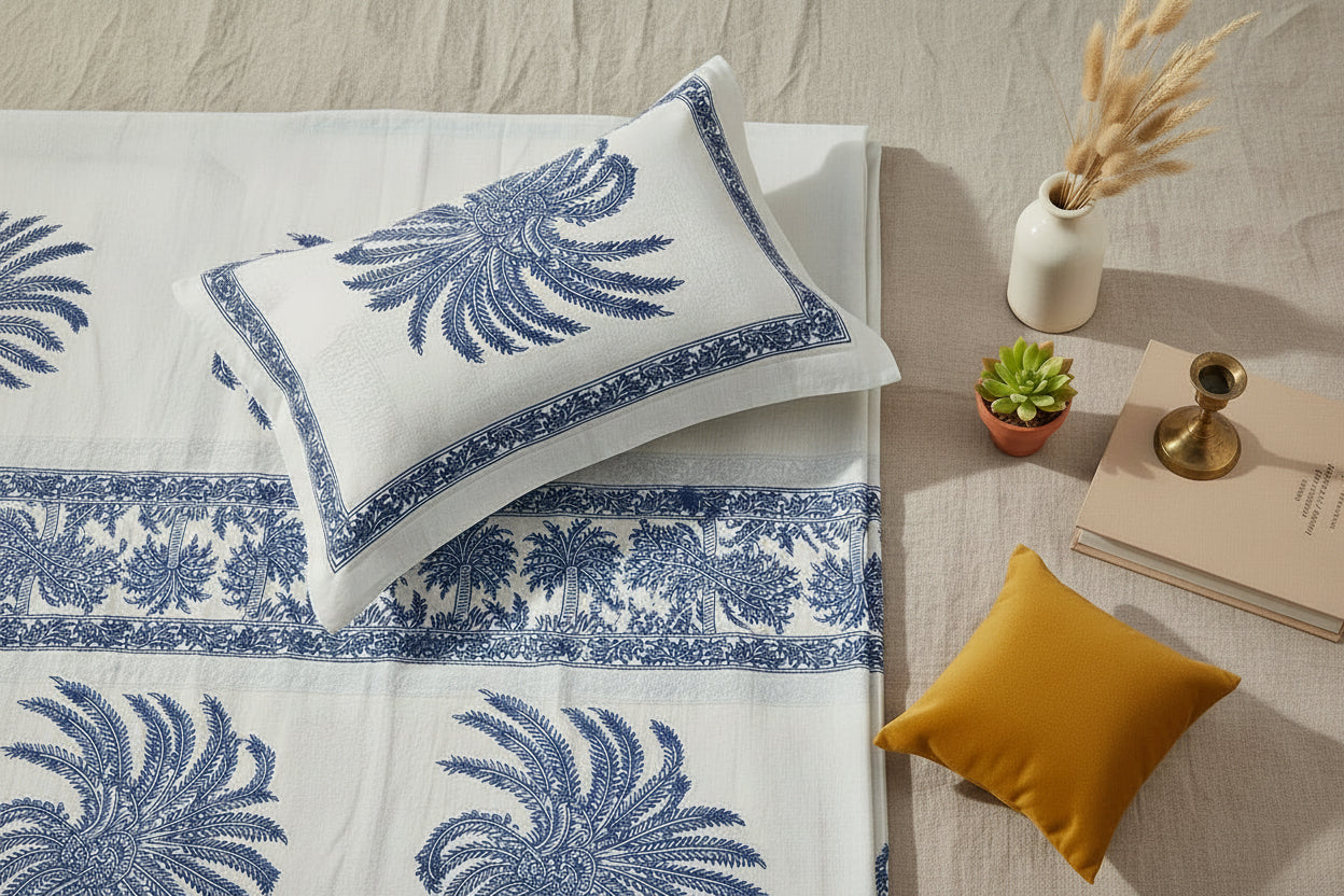 Khadi Indigo Bedsheet