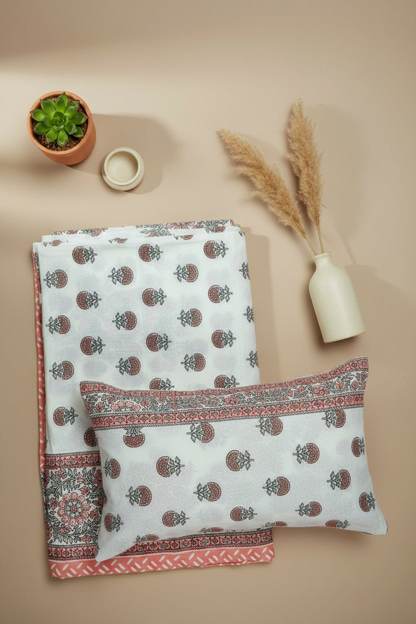 Peach Buti Bedsheet