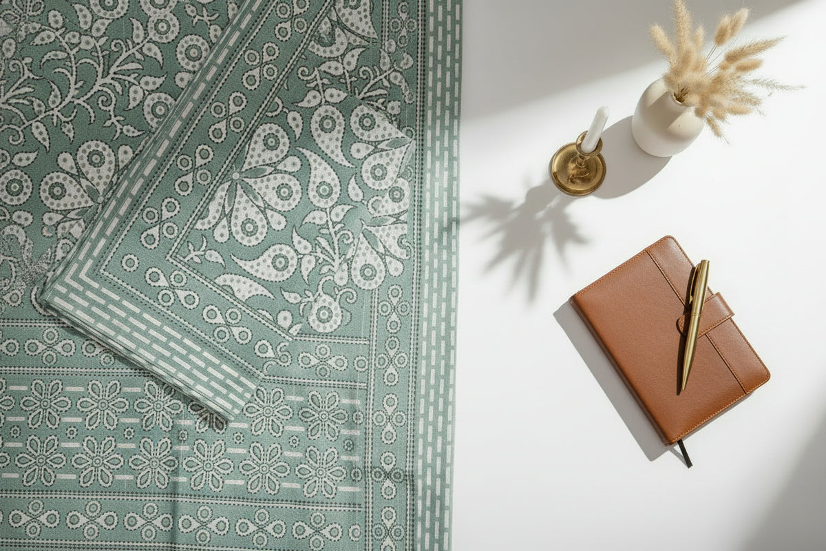 Soft Sage Kantha Prints