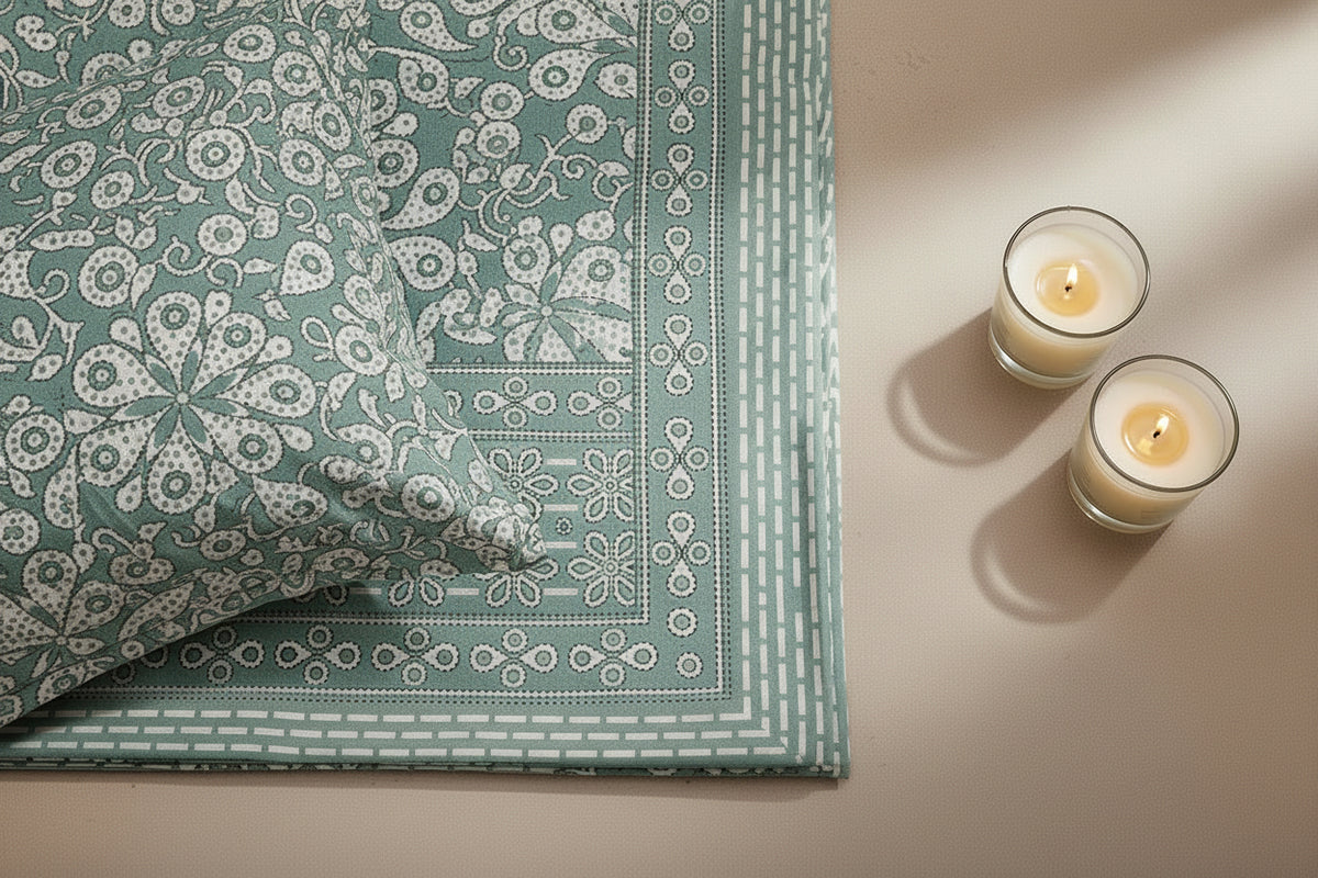 Soft Sage Kantha Prints