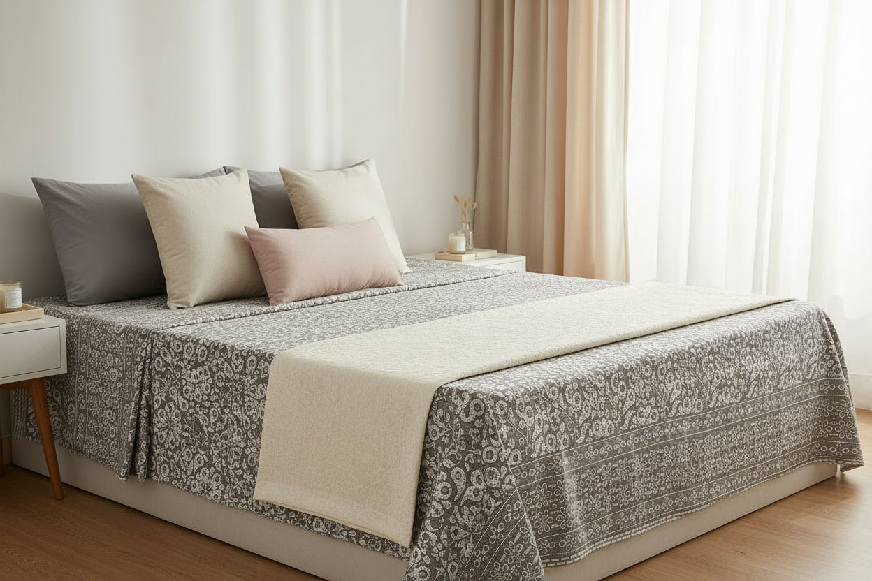Dusty Taupe Kantha Prints