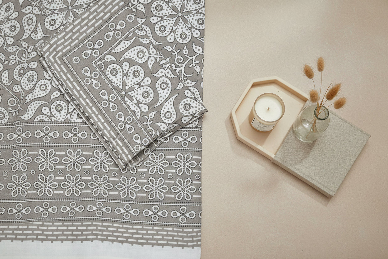 Dusty Taupe Kantha Prints