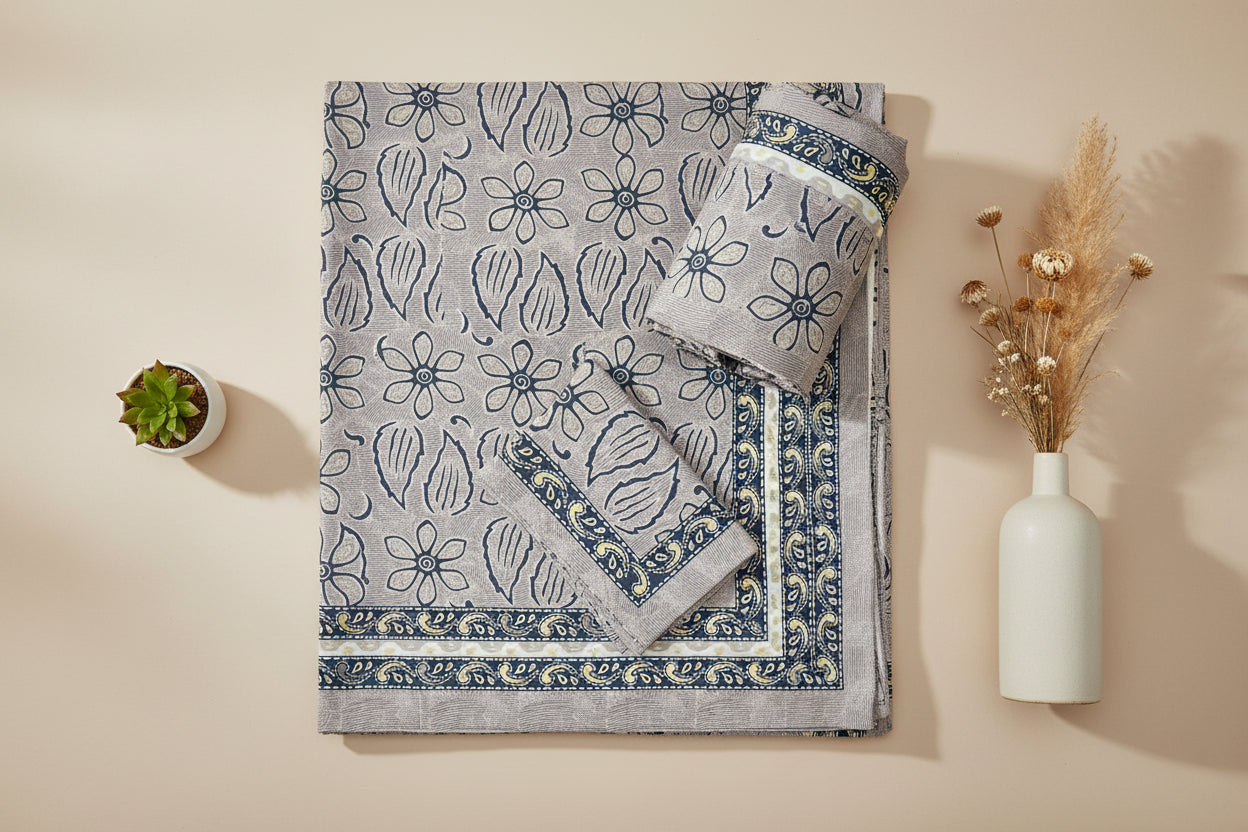 Muted Slate Kantha Print