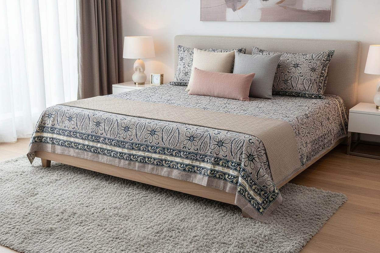 Muted Slate Kantha Print