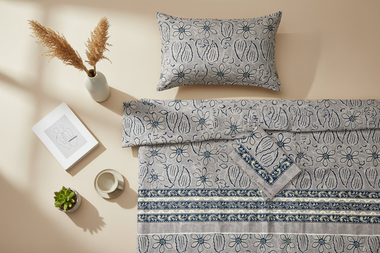 Muted Slate Kantha Print