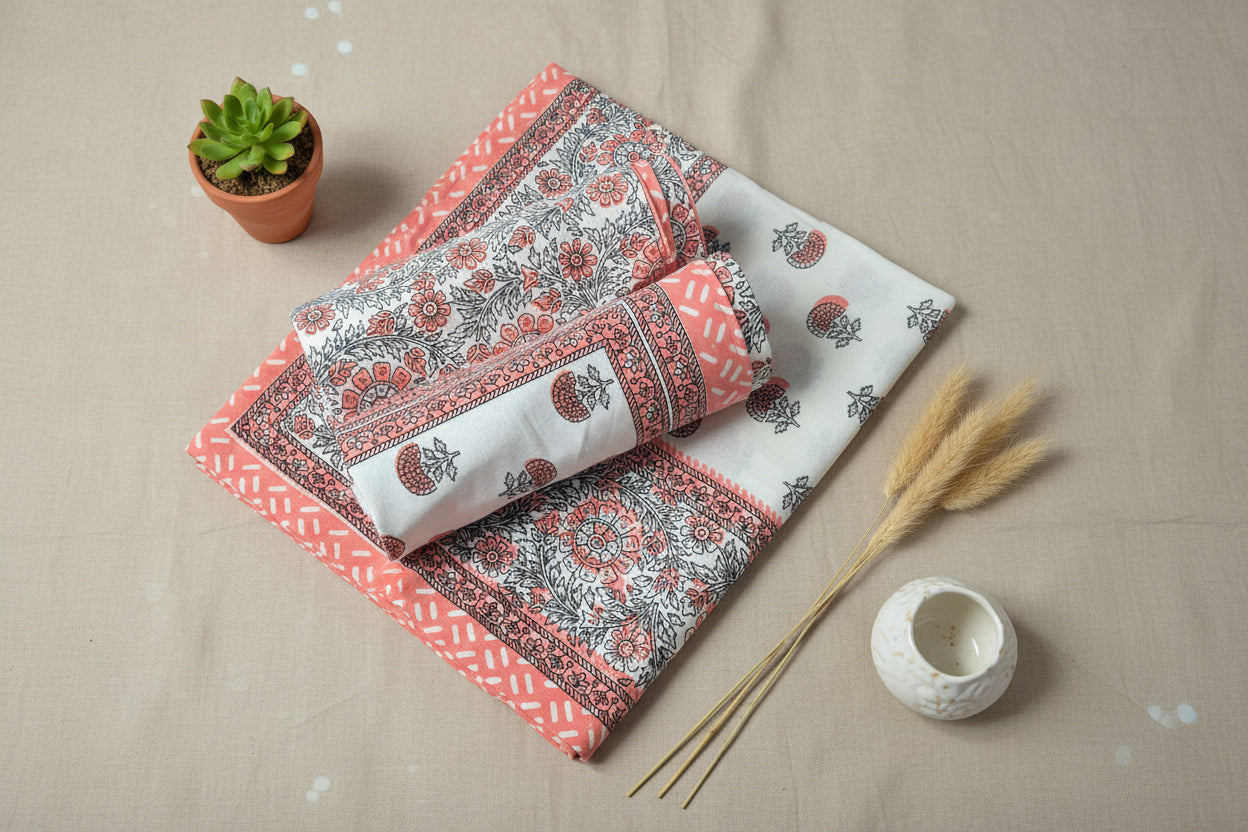Peach Buti Bedsheet