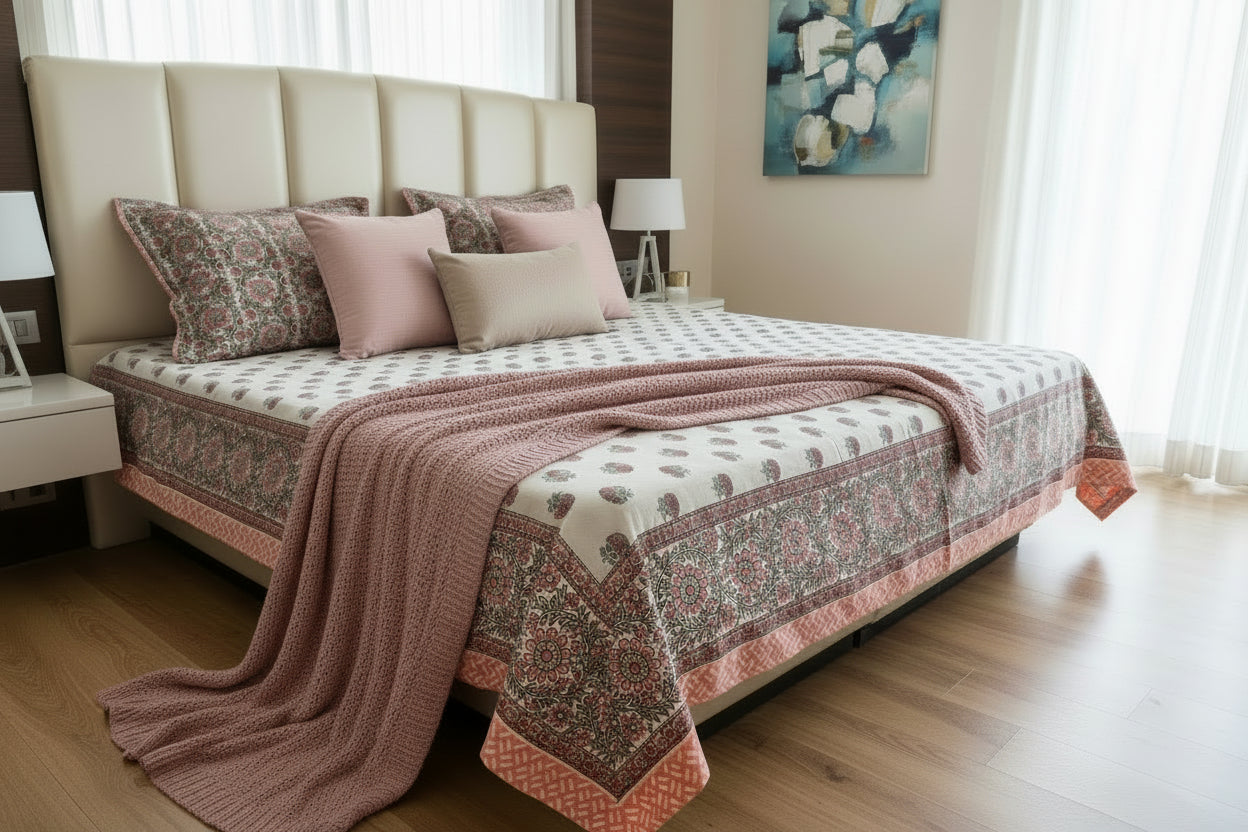 Peach Buti Bedsheet