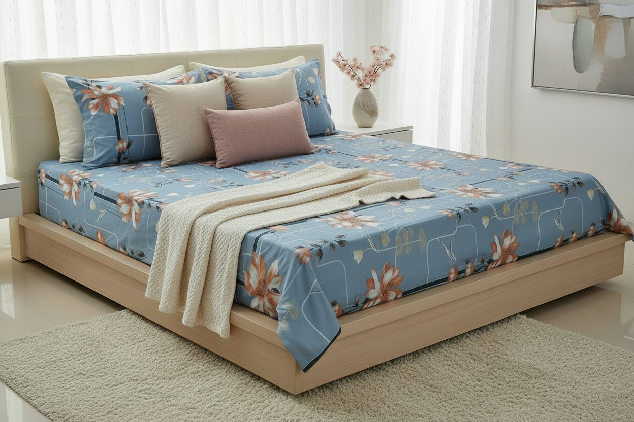 Blue Bloom Bedsheet